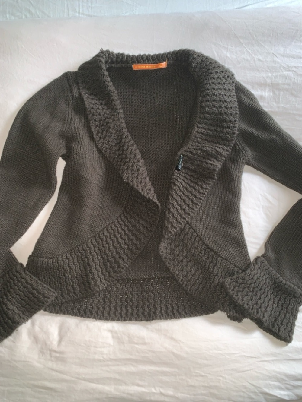 Broadway Women’s Brown Knit Shawl Collar Sweater Jacket Size Large